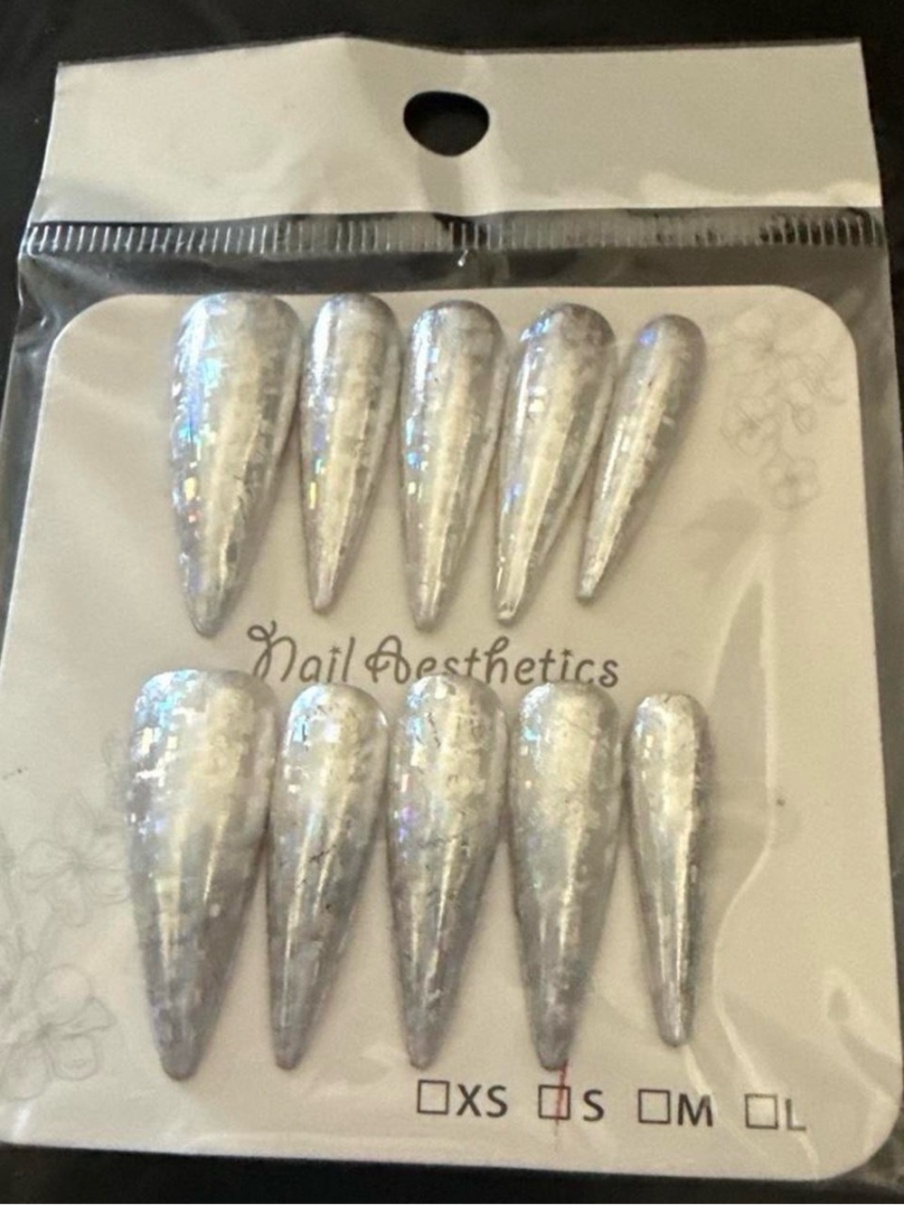 Silver Stiletto Press-On Nails